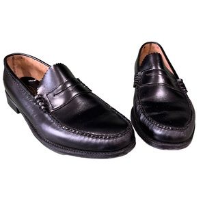 Bar Harbor hand sewn 12 black loafers dress shoes Scalloped Slip On